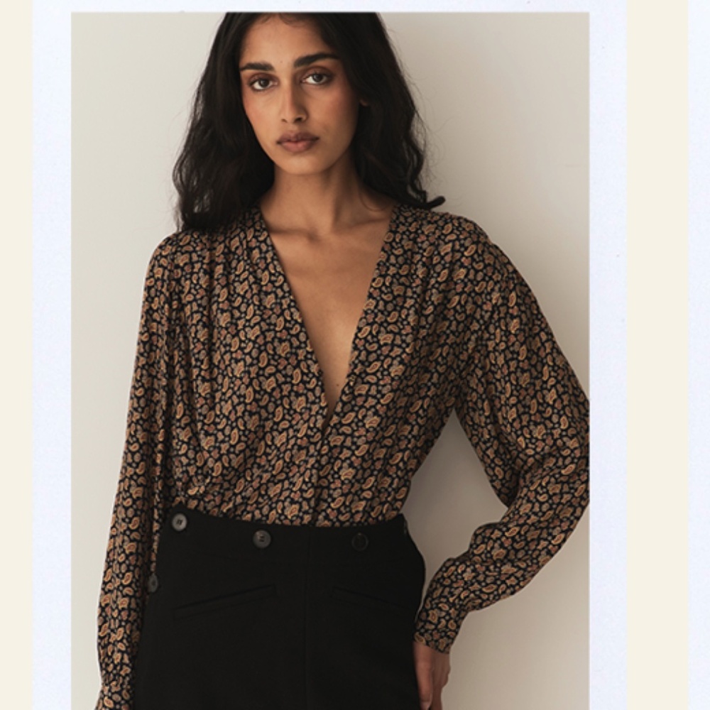 Doen Candace Top Villette Paisley Silk XS NWOT